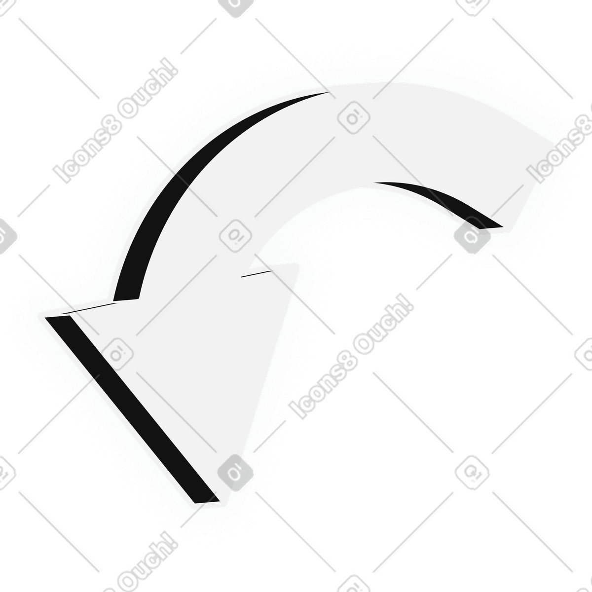 Inverse 스타일의 곡선 화살표 아래쪽 일러스트레이션 PNG, SVG 다운로드