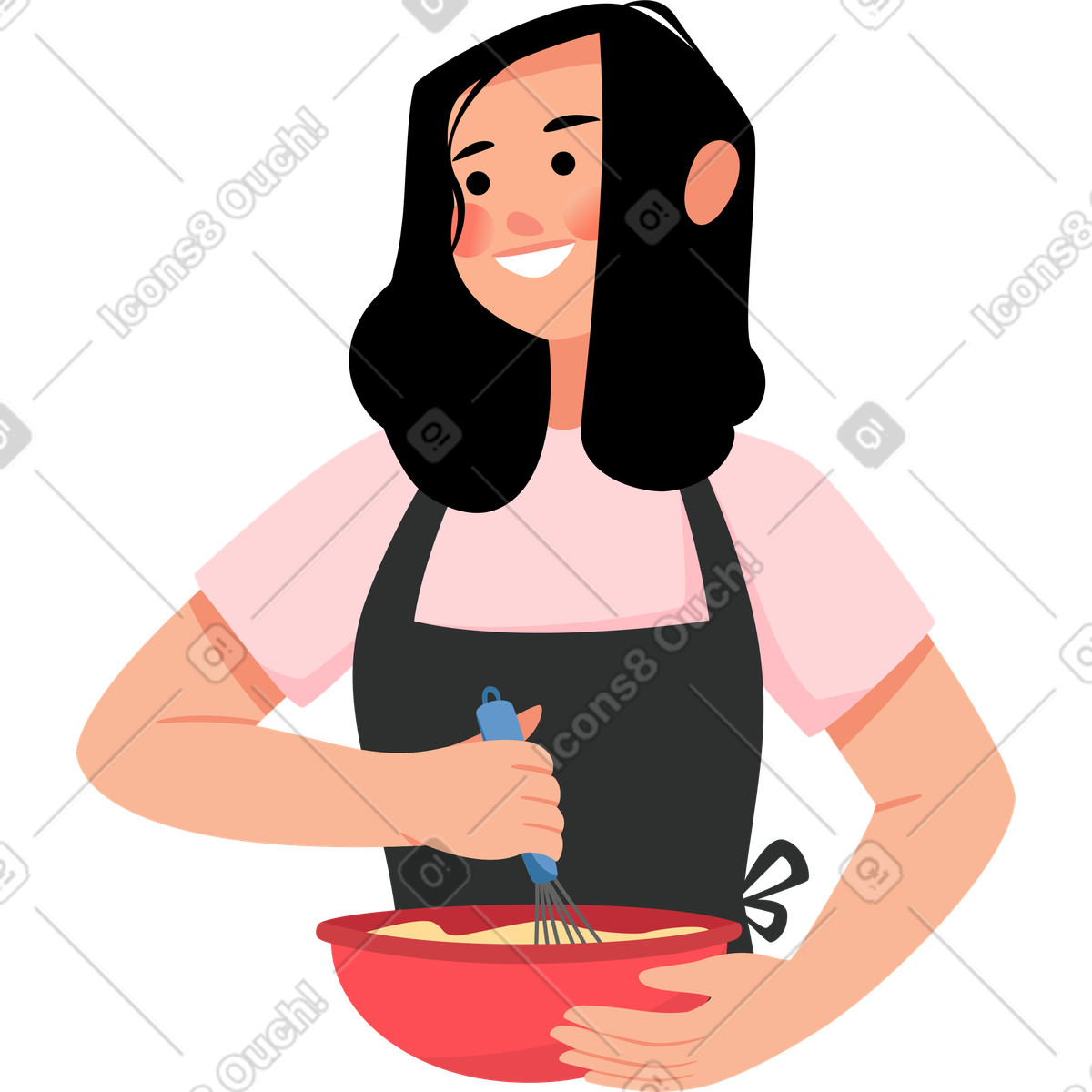 下载 Lagom 风格的 做面团的女孩 插画，支持 PNG、SVG 格式