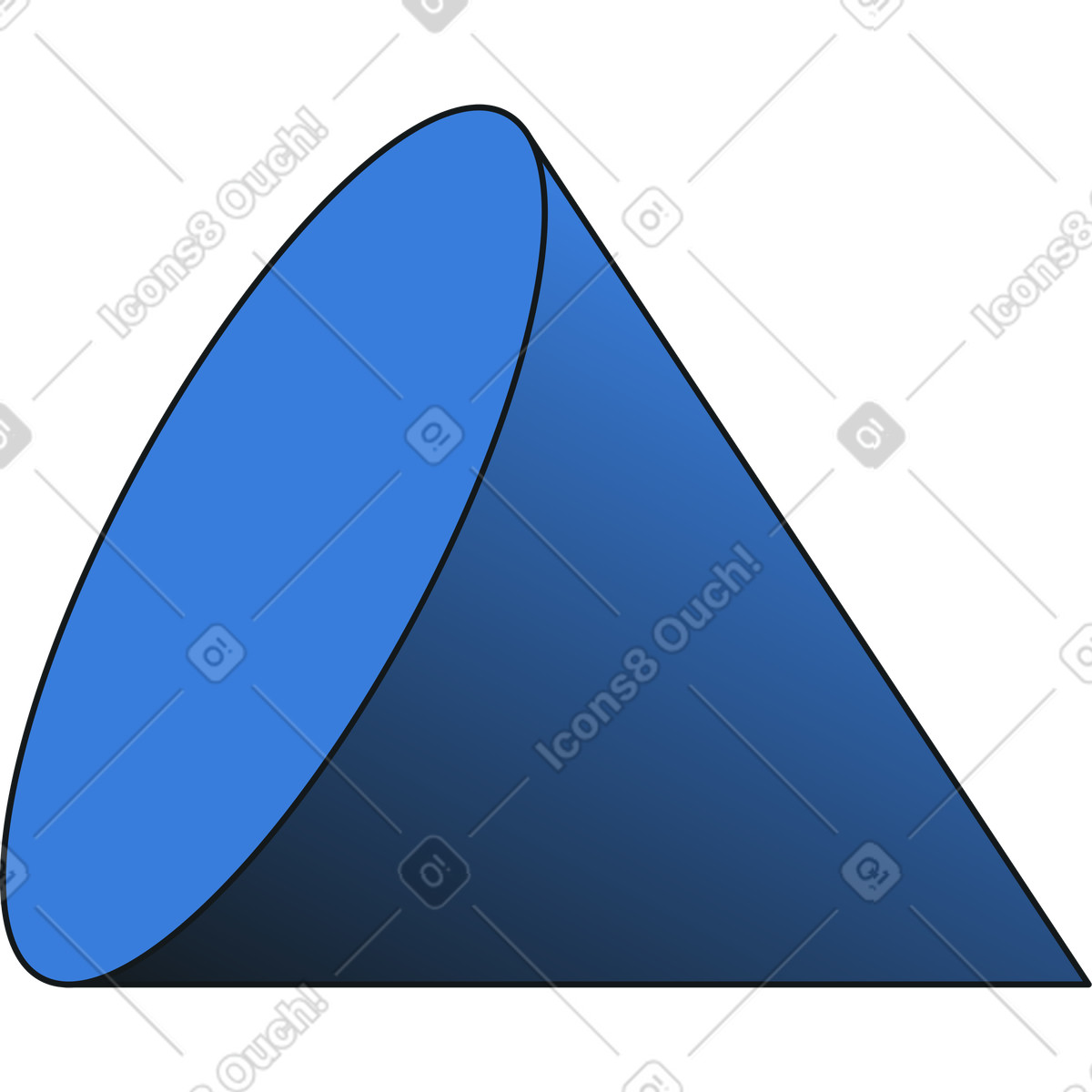 Cone with gradient illustration in Midnight style download in PNG, SVG
