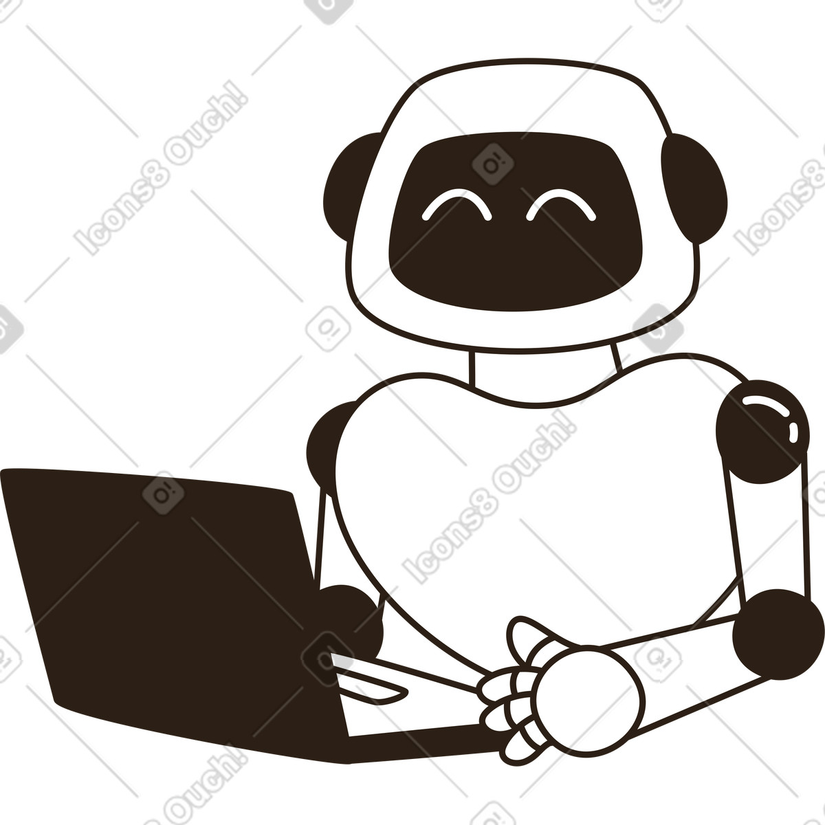 Robot con laptop illustrazione in stile Plain scarica in PNG, SVG