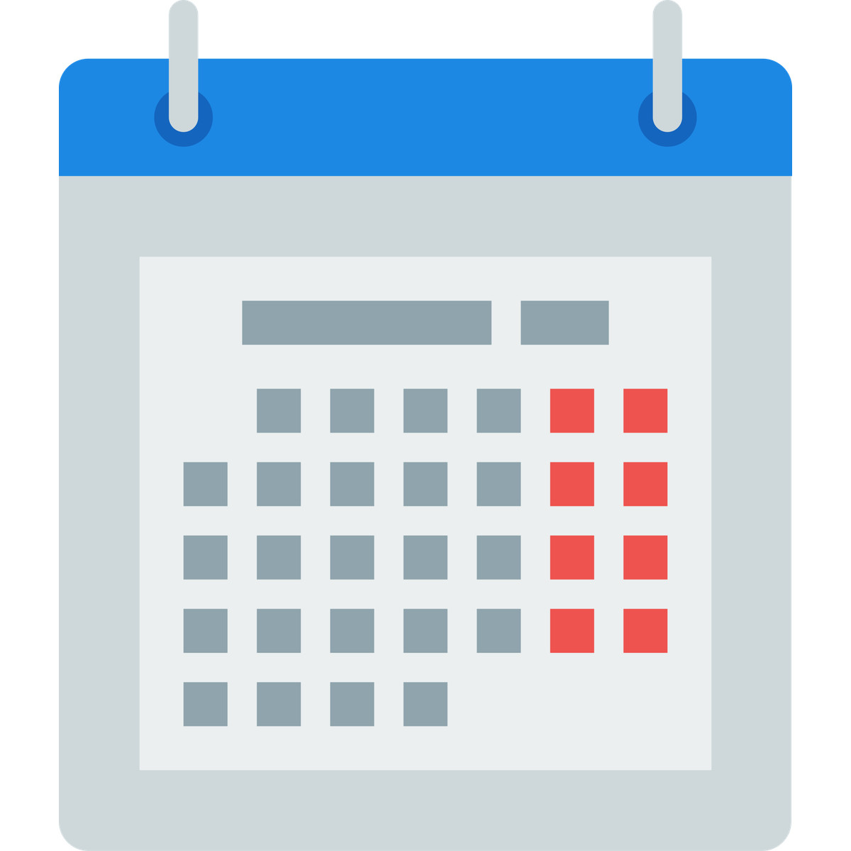 Ilustración Monthly planner page with highlighted weekend squares en estilo Fogg a descargar en PNG y SVG