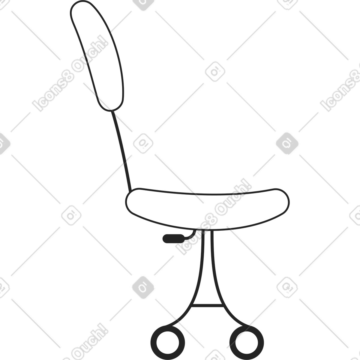 Computer chair with backrest on two wheels illustration in Sammy Line style download in PNG, SVG