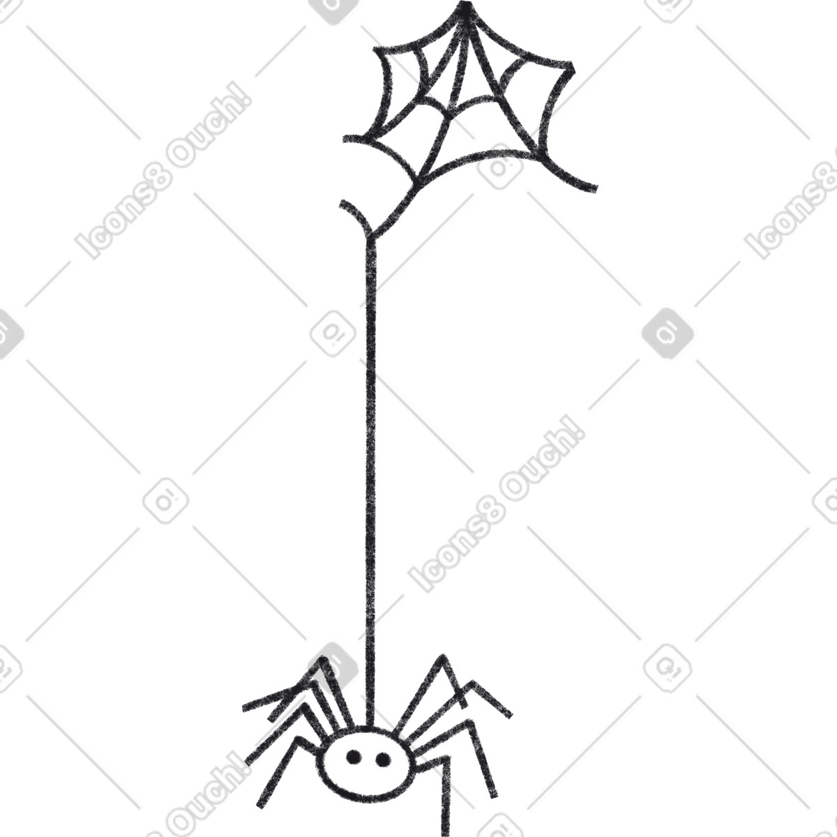 Spider descending the cobweb illustration in Bonbon Line style download in PNG, SVG
