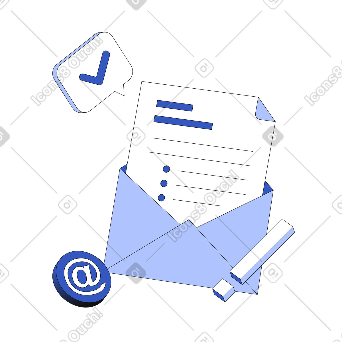 Receiving a letter or email animated illustration in GIF, Lottie (JSON), AE