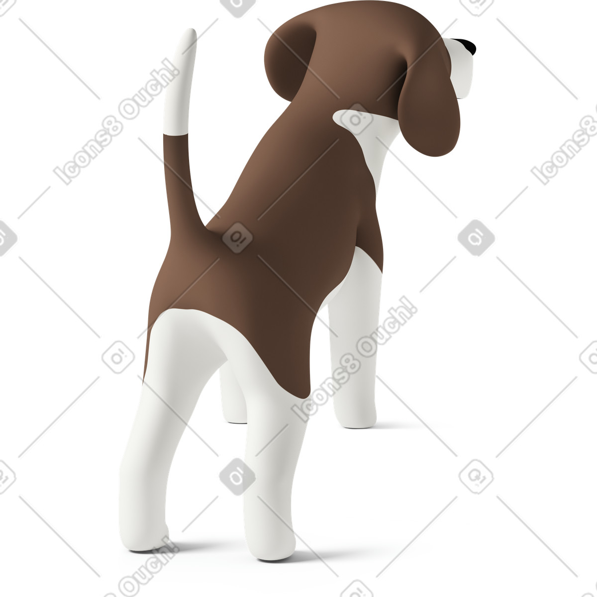 3D Casual life 스타일의 Rear view of a beagle dog 일러스트레이션 PNG, SVG 다운로드