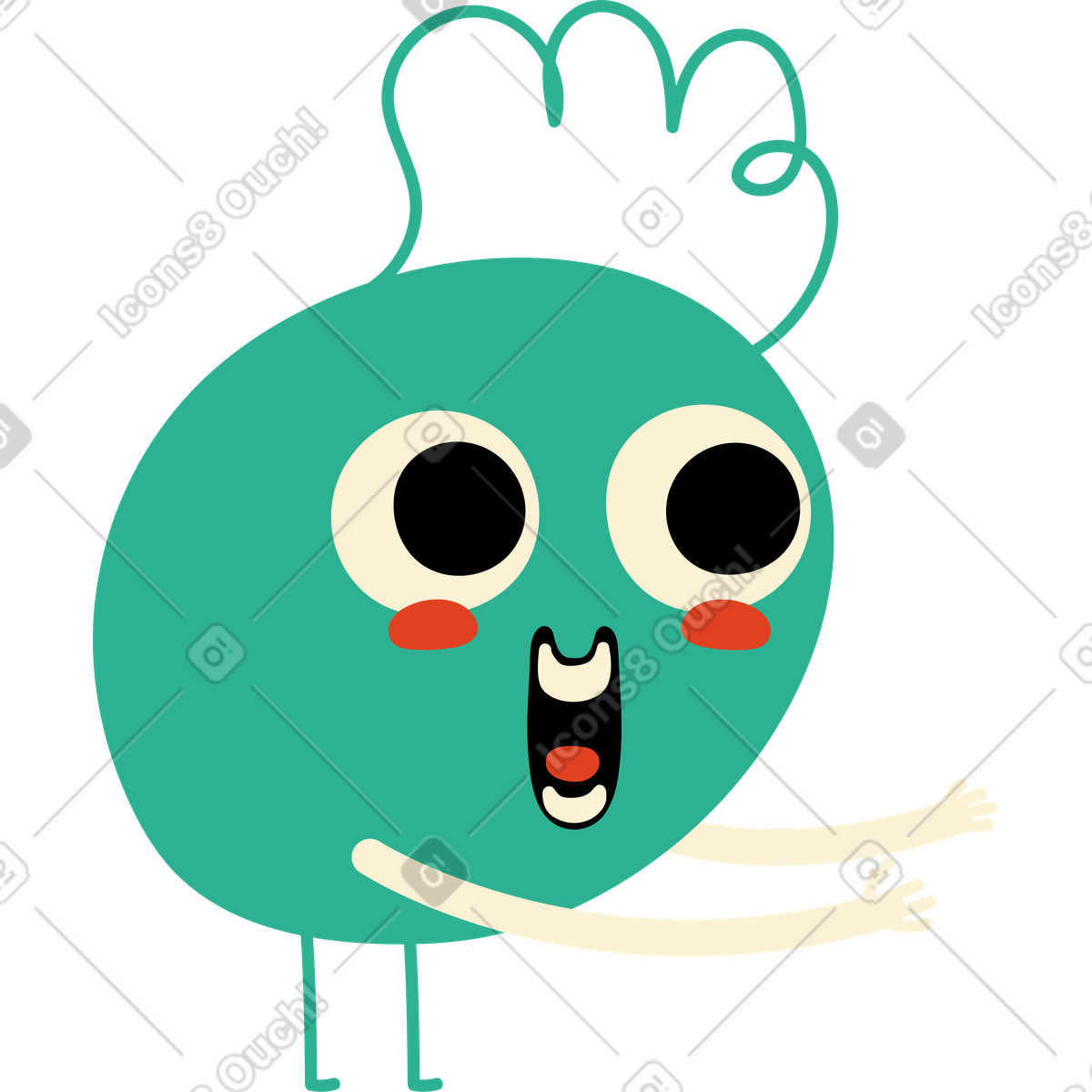 Jelly 스타일의 정말 행복한 녹색 캐릭터 일러스트레이션 PNG, SVG 다운로드