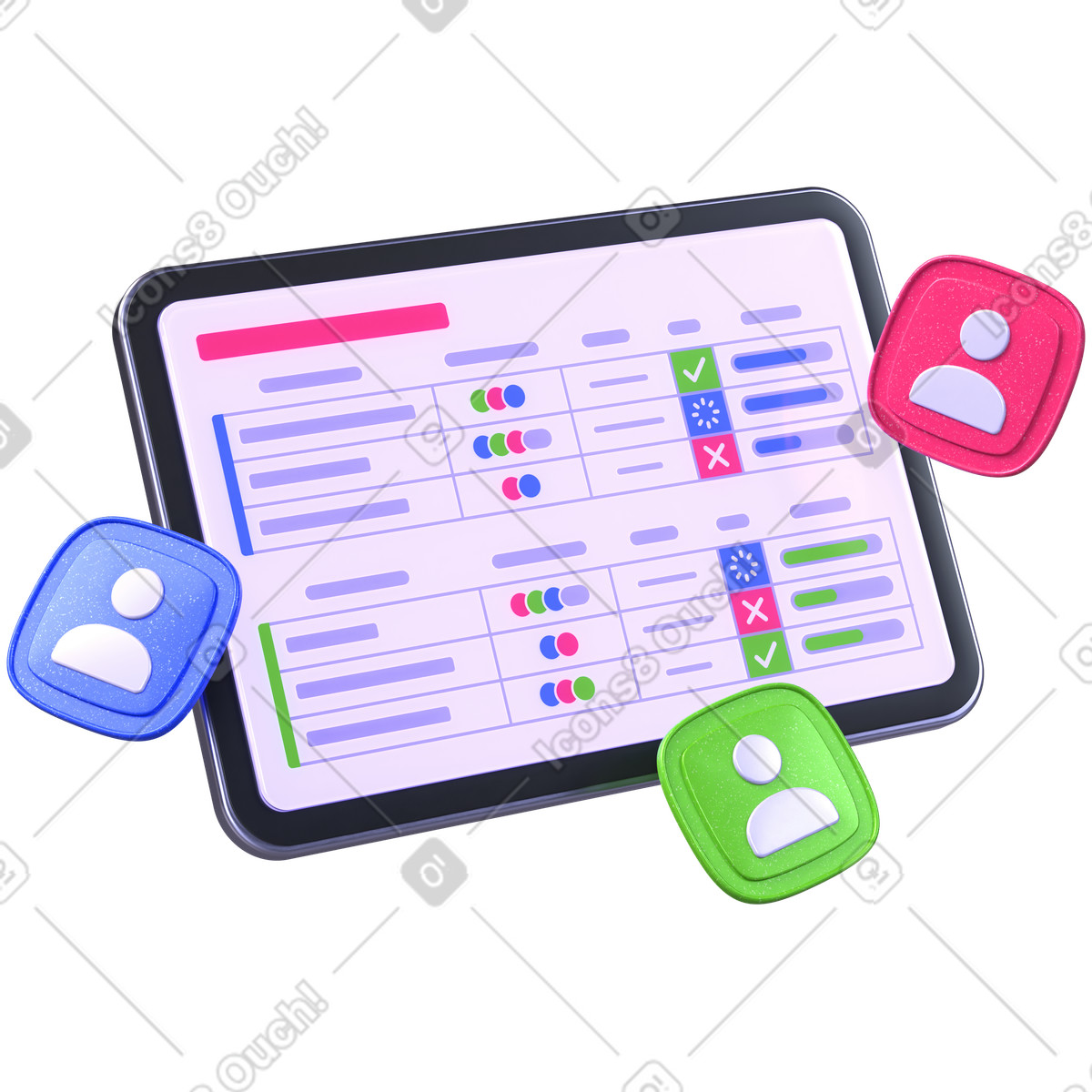 Team performance, Project dashboard, Task management illustration in 3D Boost style download in PNG, SVG