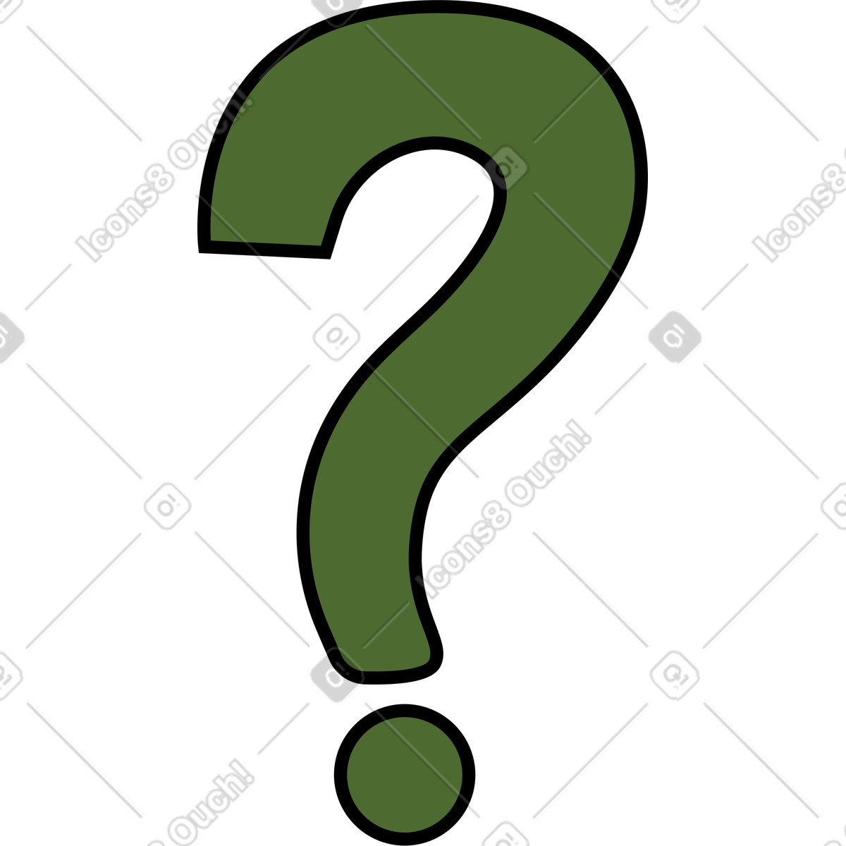 Ilustración Green question mark en estilo Wiggle a descargar en PNG y SVG