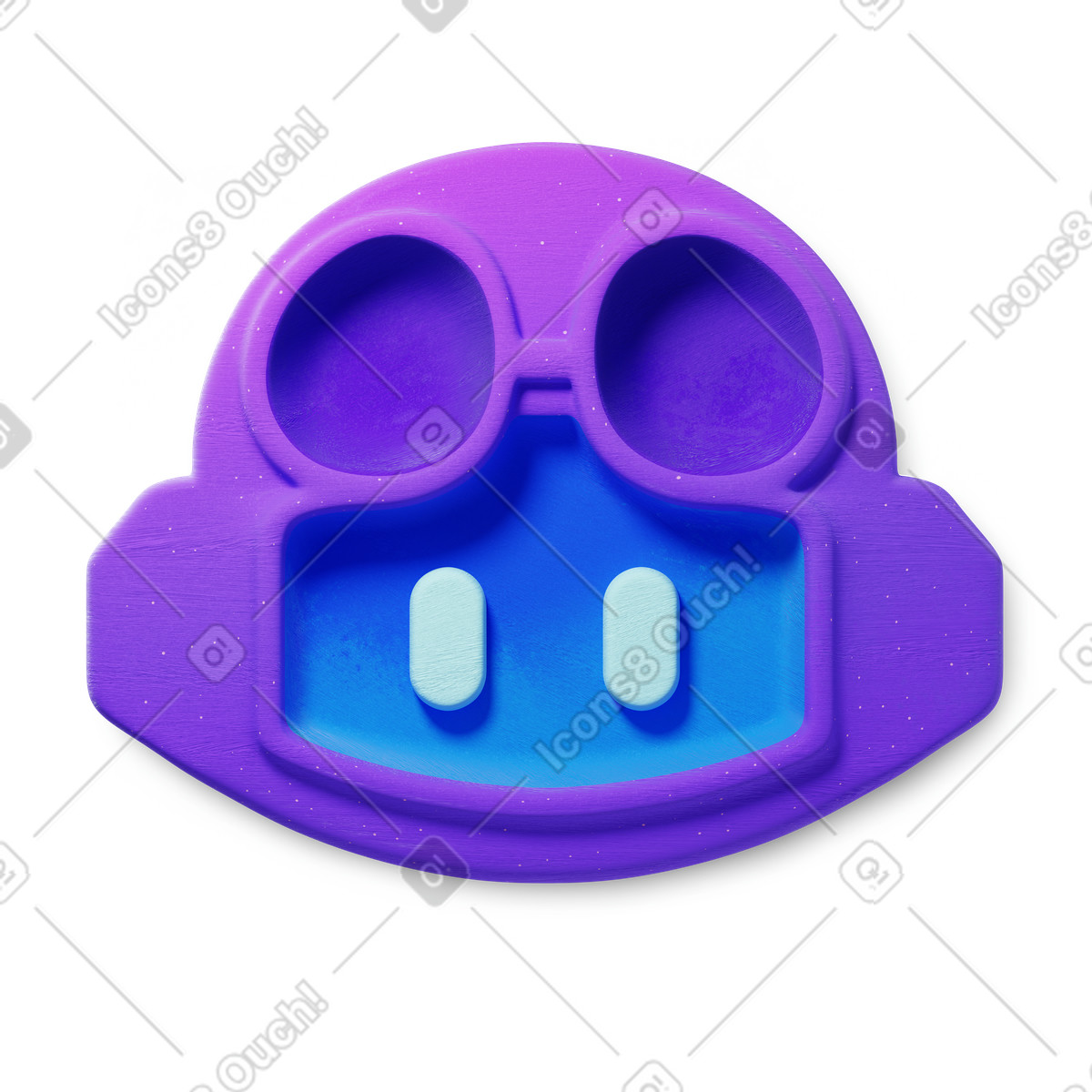 Illustration Copilot robot face with goggles and smiling minimal expression dans le style 3D Microsoft Fluent à télécharger aux formats PNG, SVG