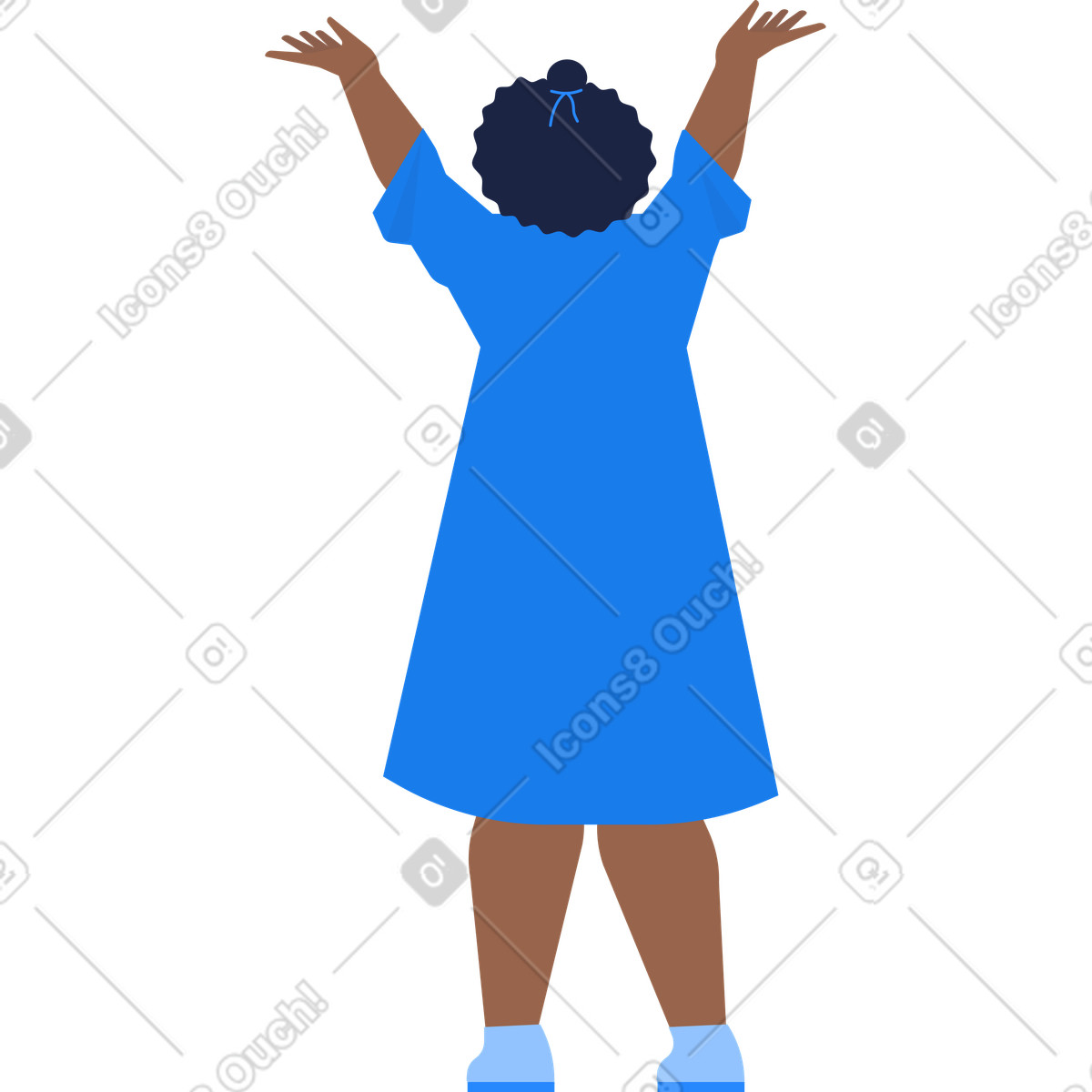 Graduate girl with afro hair illustration clipart celebrating in high-quality graphics