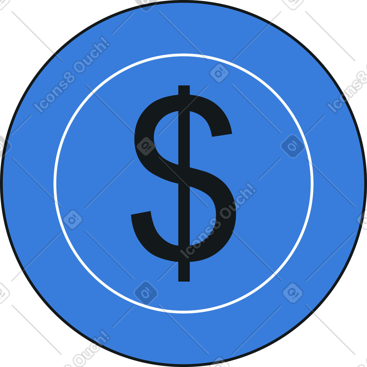 Illustration Pièce d'un dollar dans le style Midnight à télécharger aux formats PNG, SVG