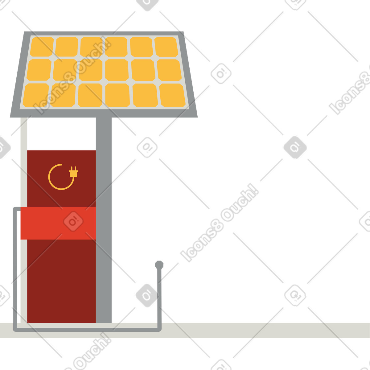 Elektrotankstelle mit solarpanel-Illustration im Burgundy-Stil als Download in PNG, SVG