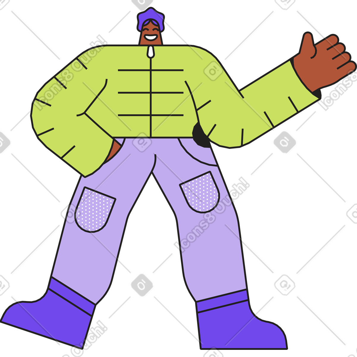 Ilustración Hombre en uniforme saluda a todos estilo Dazzle descargar PNG y SVG