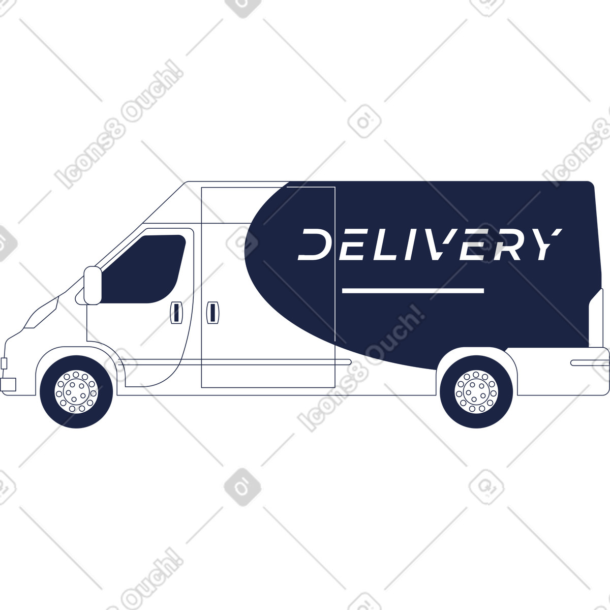 Ilustração de Van delivery em no estilo Urban Line para baixar em PNG, SVG