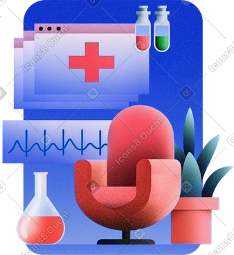 Flacons et cardiogramme pour la recherche en biotechnologie, innovation en santé PNG, SVG