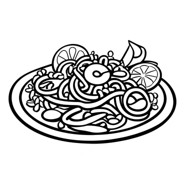 A plate filled with pad thai featuring shrimp and crushed peanuts scattered on top. Fresh lime wedges are placed around the border of the plate. The noodles are arranged in a visually appealing manner, intertwining with the shrimp. Additional elements like bean sprouts and green onions are visible, enhancing the presentation of the dish.