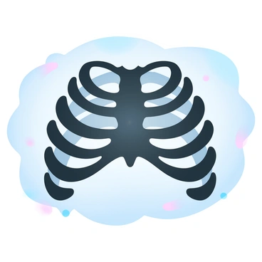 A large shadow is cast on a textured surface, forming the distinct shape of a rib cage. The shadow is dark and sharply defined, contrasting with the lighter surface beneath it. Surrounding the shadow, the ground has subtle variations in color, enhancing the visual impact of the rib cage silhouette. The area around the shadow remains relatively uncluttered, allowing the rib cage shape to be the primary focus of the image.