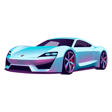 A futuristic Porsche sports car, gleaming with a metallic silver finish. The design features sharp angles and smooth curves, emphasizing its aerodynamic shape. The front grille is low and aggressive, with the iconic Porsche emblem prominently displayed. The headlights are sleek and angular, featuring bright LED lights. The wheels are large and sporty, with intricate alloy designs. The car is positioned in a dynamic angle, showcasing its side profile and emphasizing its speed and elegance. Reflective surfaces capture ambient light, adding to the overall high-tech appearance of the vehicle.