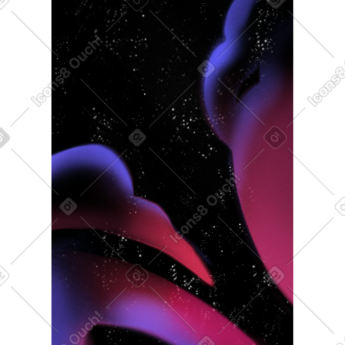 Starry sky background with pink and blue dynamic clouds illustration in Doodle style download in PNG, SVG