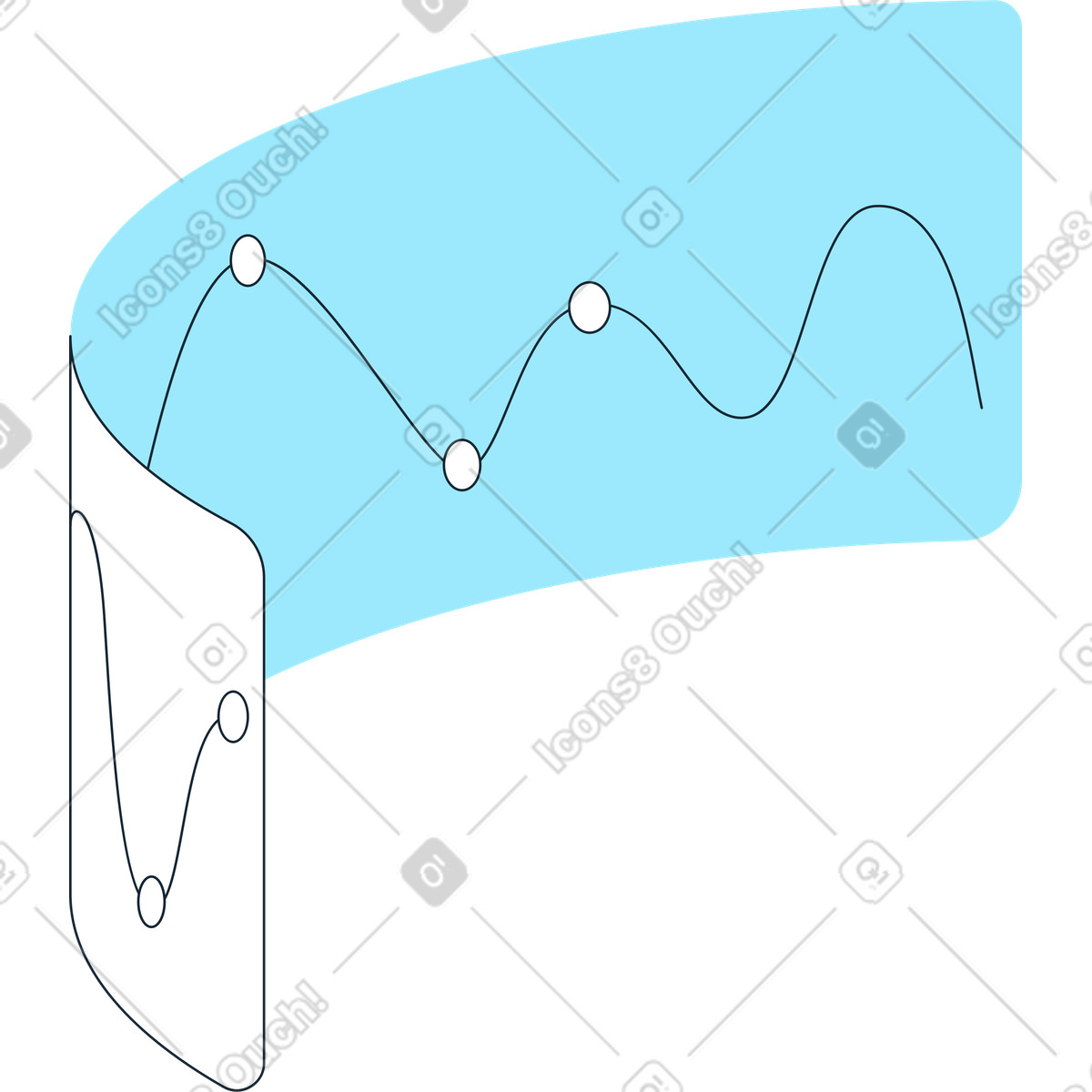Gebogene tafel mit diagramm-Illustration im Indigo-Stil als Download in PNG, SVG