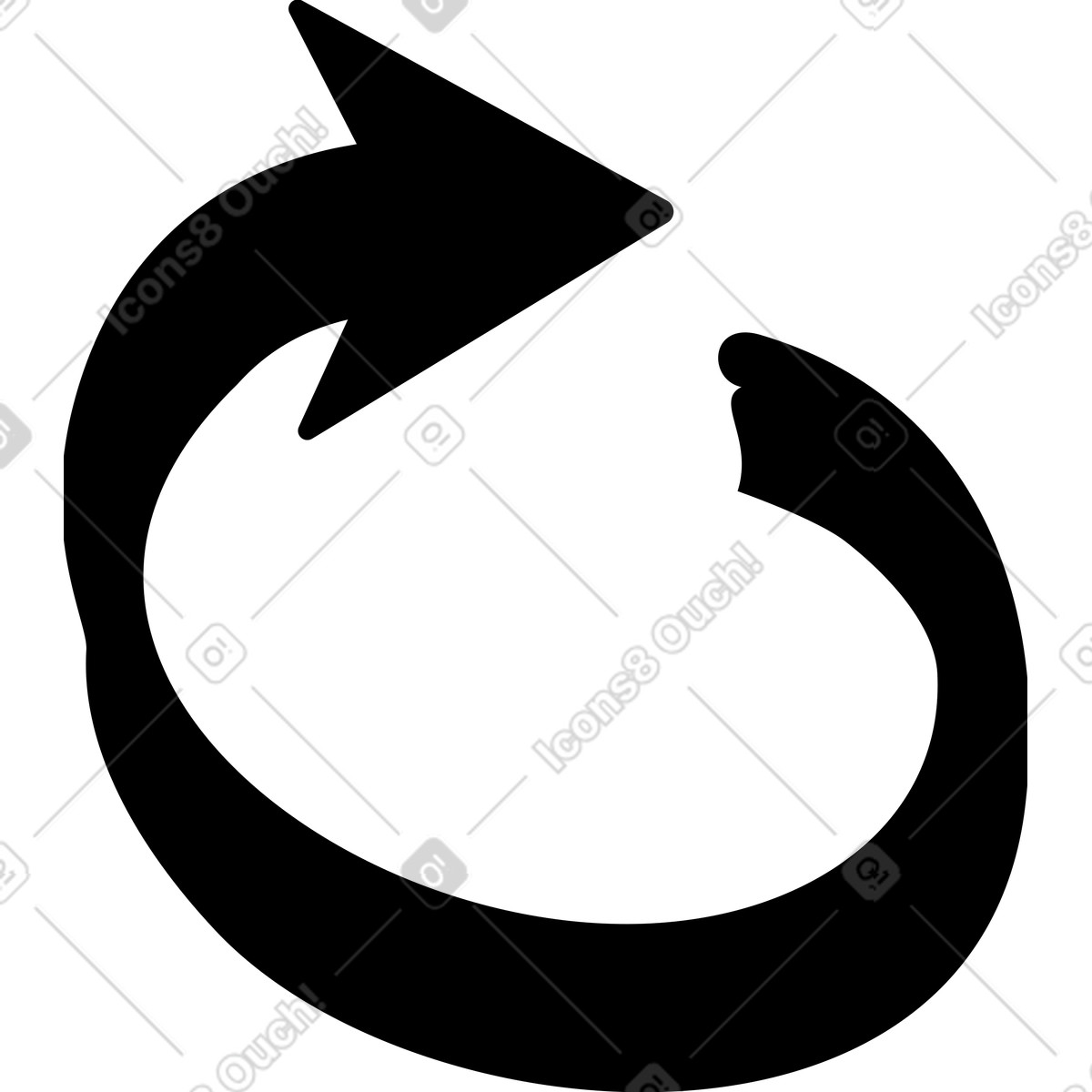 Black arrow round illustration in Twirl style download in PNG, SVG