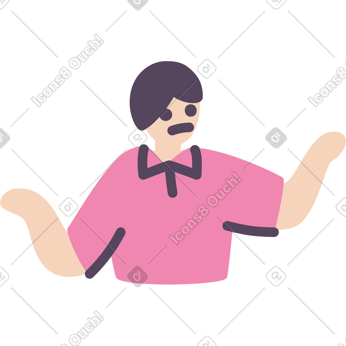 Ilustración El hombre triste levanta las manos en estilo Pluto a descargar en PNG y SVG