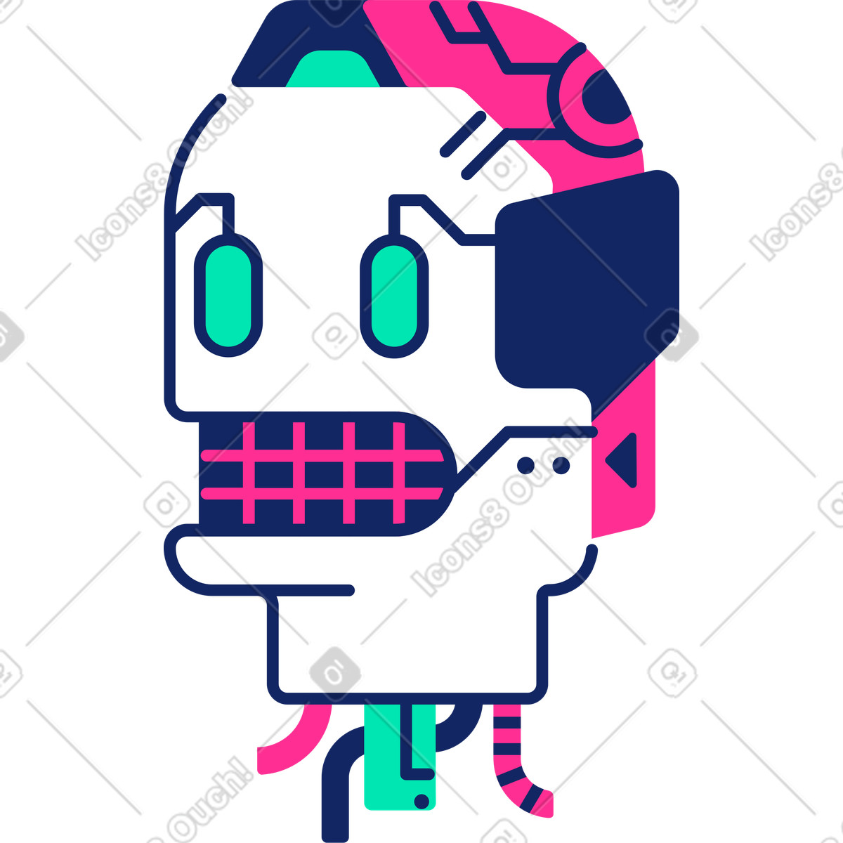 Ilustração de Cabeça robô em no estilo Cyborg para baixar em PNG, SVG