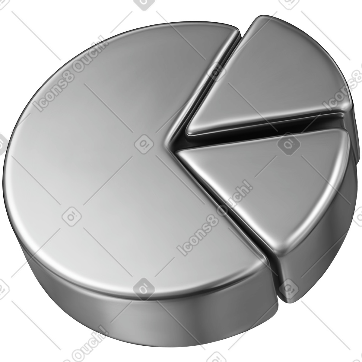 Grafico a torta argento illustrazione in stile Chromed scarica in PNG, SVG