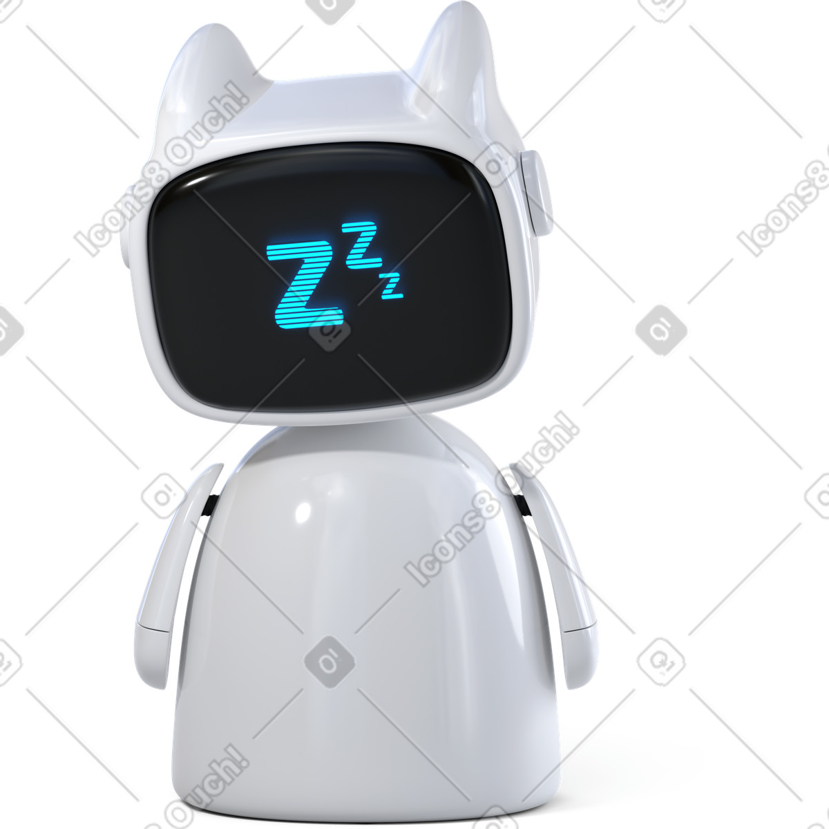 3D Business スタイルの Robot assistant sleeping のイラストをPNG、SVG形式でダウンロード