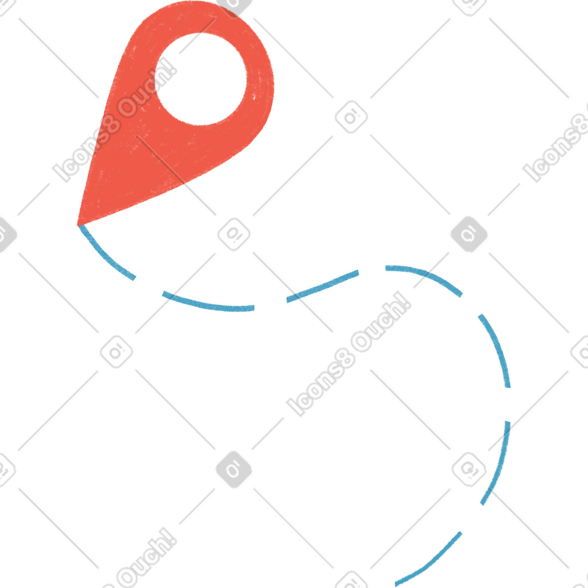 Tutti 스타일의 Path from point a to b with location icon 일러스트레이션 PNG, SVG 다운로드