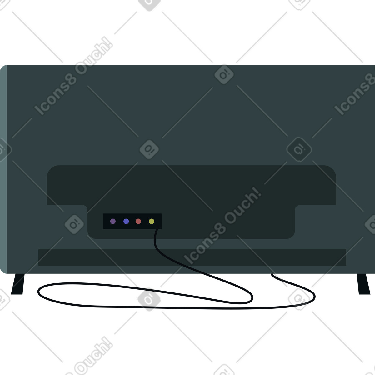 Fernseher mit rückansicht-Illustration im Lagom-Stil als Download in PNG, SVG