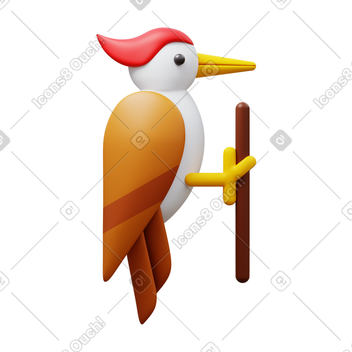 Woodpecker illustrazione in stile 3D Fluency scarica in PNG, SVG