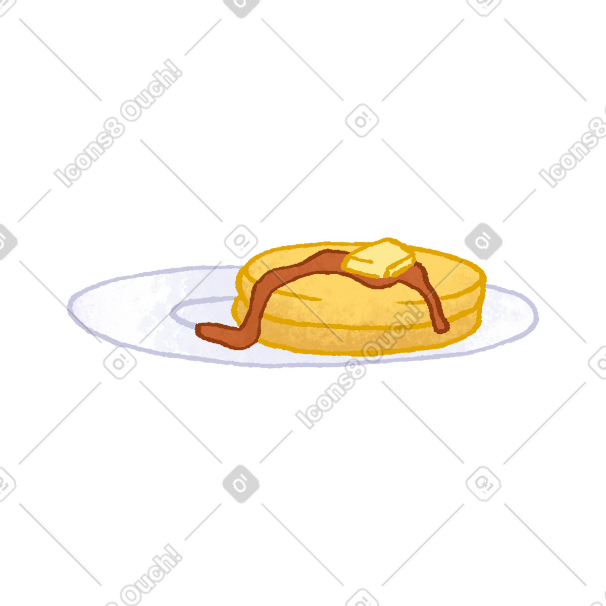 下载 Hue 风格的 Plate with pancakes 插画，支持 PNG、SVG 格式