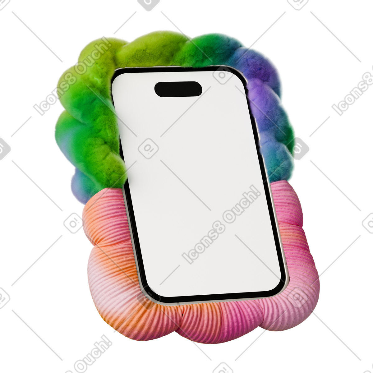 Illustration Smartphone dans un étui gonflé le style 3D Stickle à télécharger aux formats PNG, SVG
