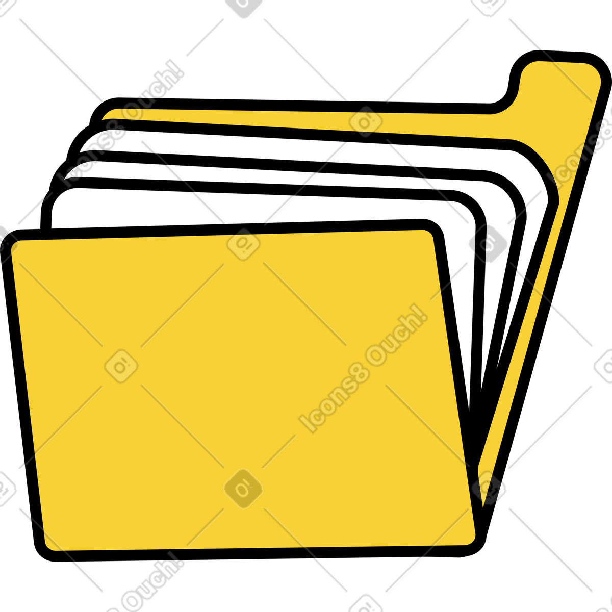 Wiggle スタイルの 黄色の書類フォルダー のイラストをPNG、SVG形式でダウンロード