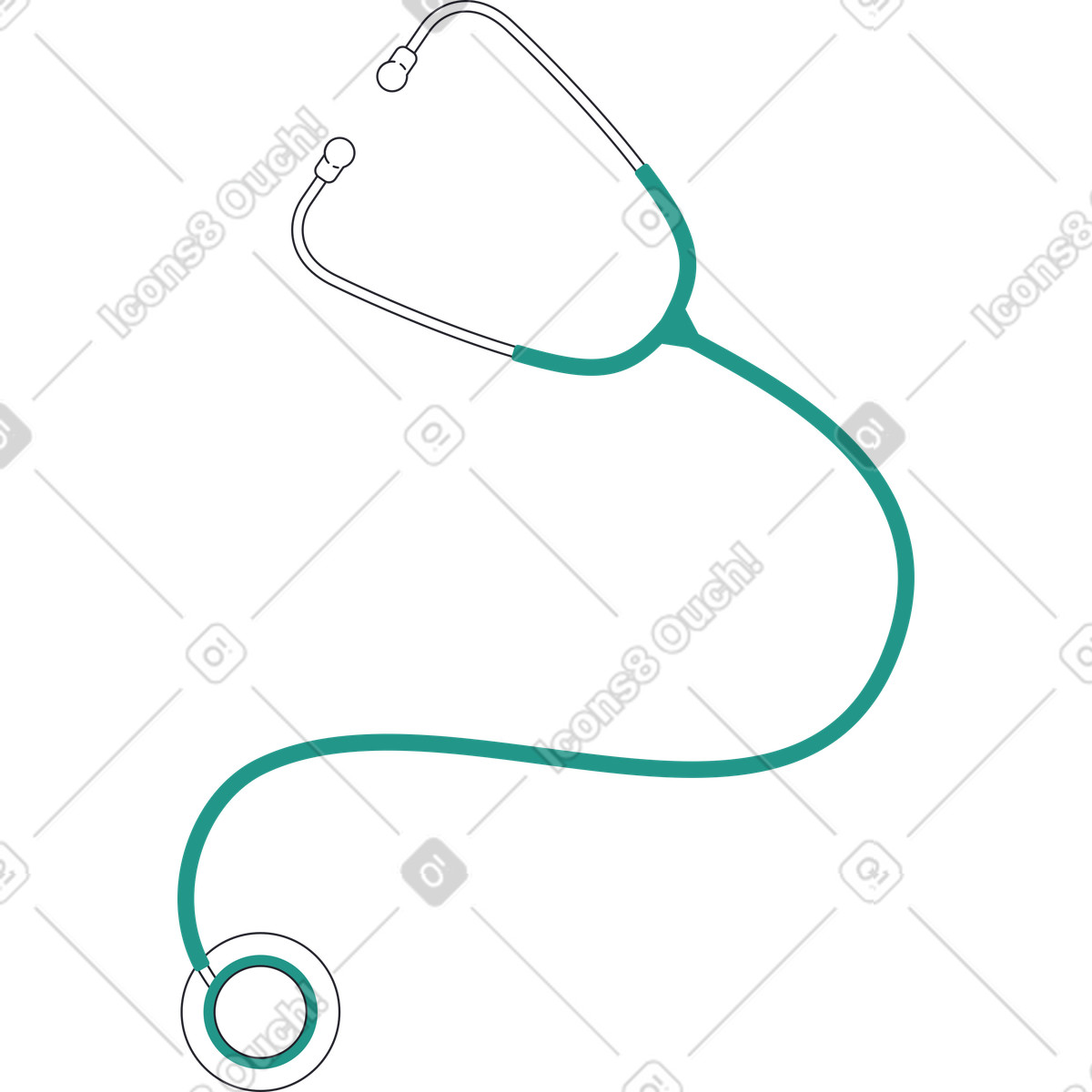 Huge green stethoscope illustration representing breath clipart images and graphics