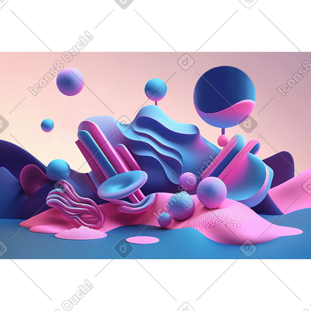 3D abstract geometric composition background illustration in Experimental style download in PNG, SVG