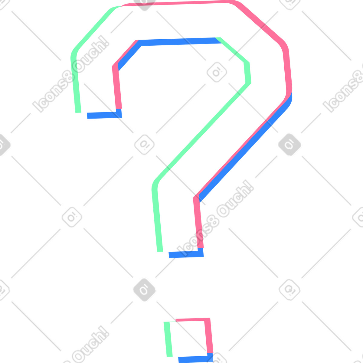 Punto interrogativo multicolore illustrazione in stile Neon scarica in PNG, SVG