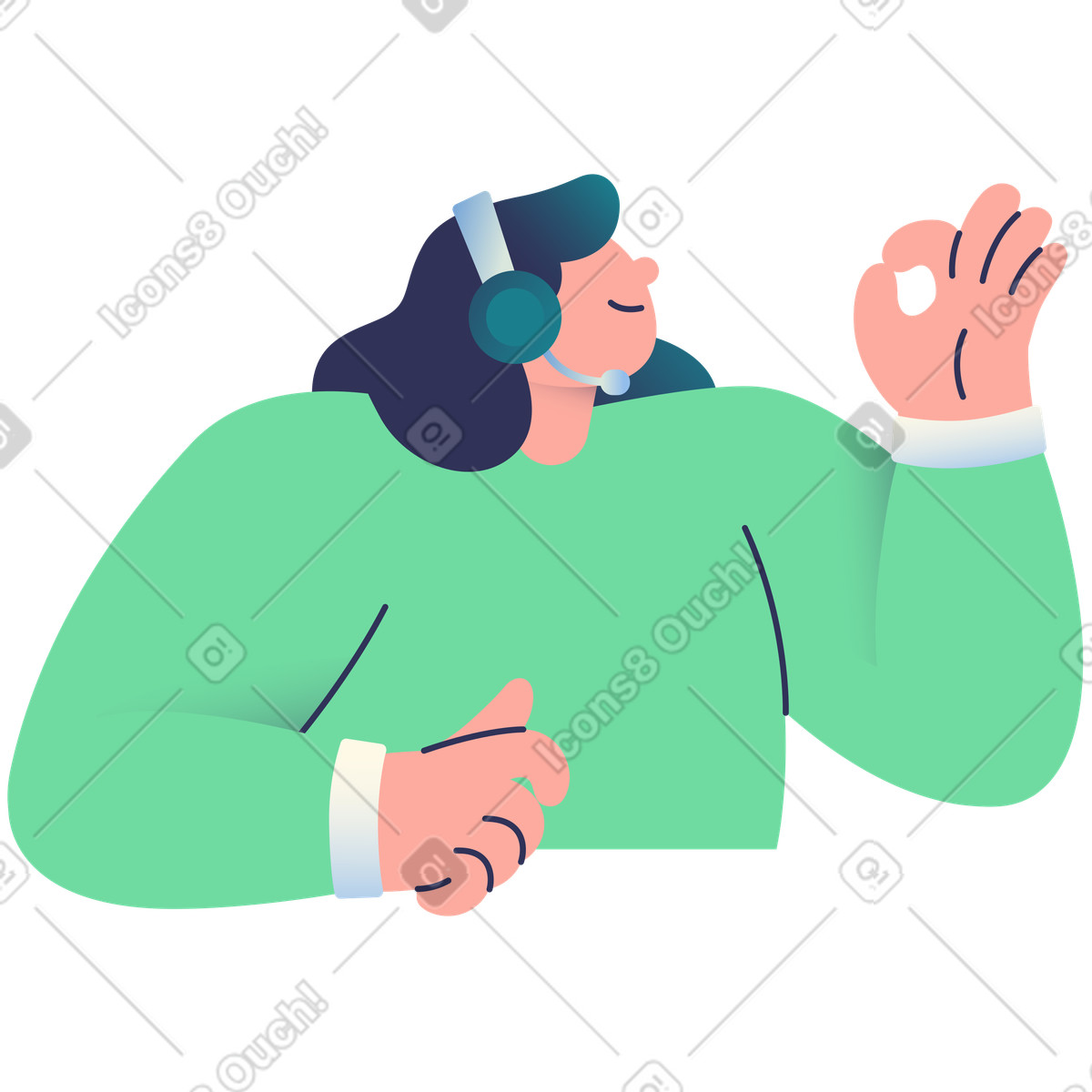 Ilustração de Mulher do atendimento ao cliente em no estilo Beam para baixar em PNG, SVG