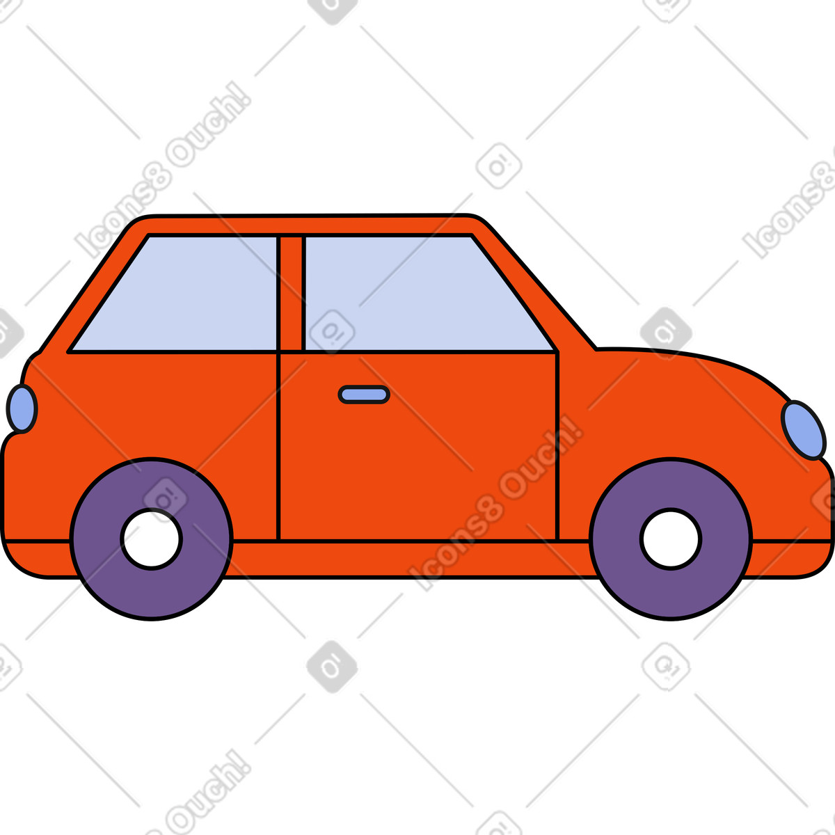 Rotes auto-Illustration im Bloom-Stil als Download in PNG, SVG