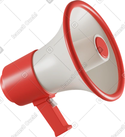 3D Megáfono rojo y blanco PNG, SVG