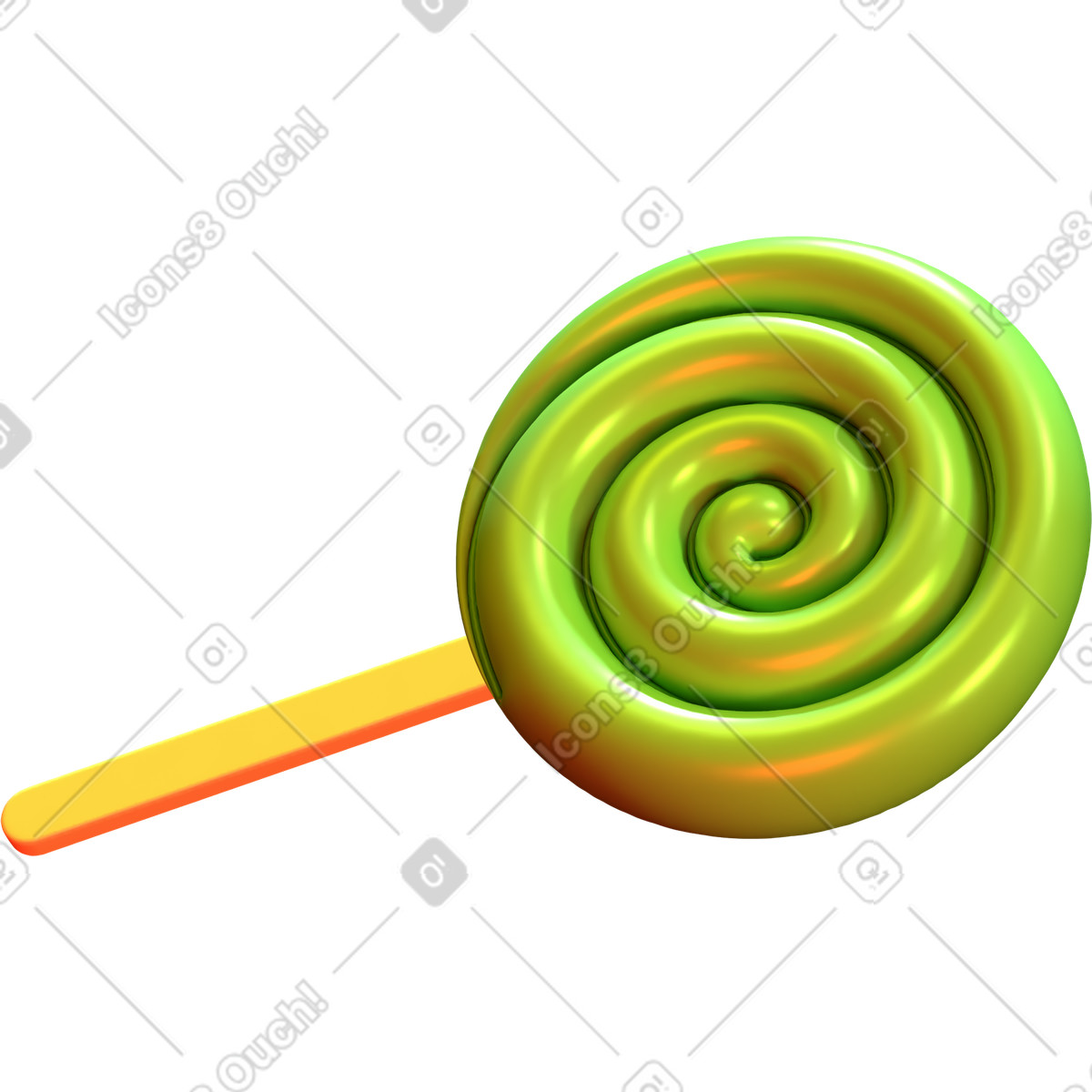 下载 Lettering 风格的 3d 绿色棒棒糖 插画，支持 PNG、SVG 格式