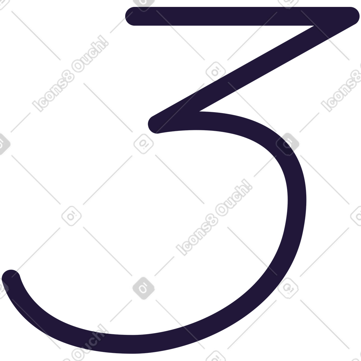 Number three illustration in Conifer style download in PNG, SVG