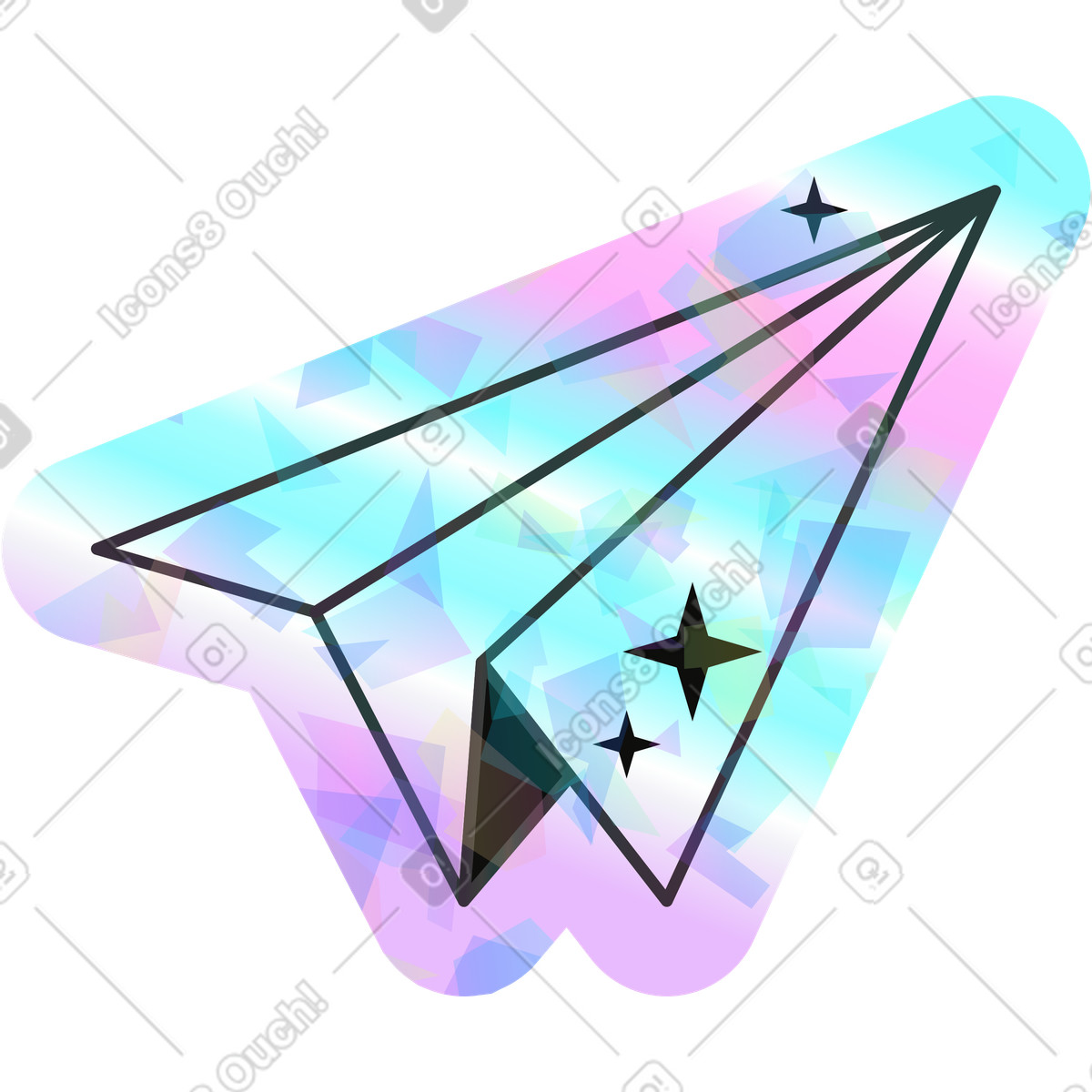 Holostickers スタイルの 紙飛行機 のイラストをPNG、SVG形式でダウンロード