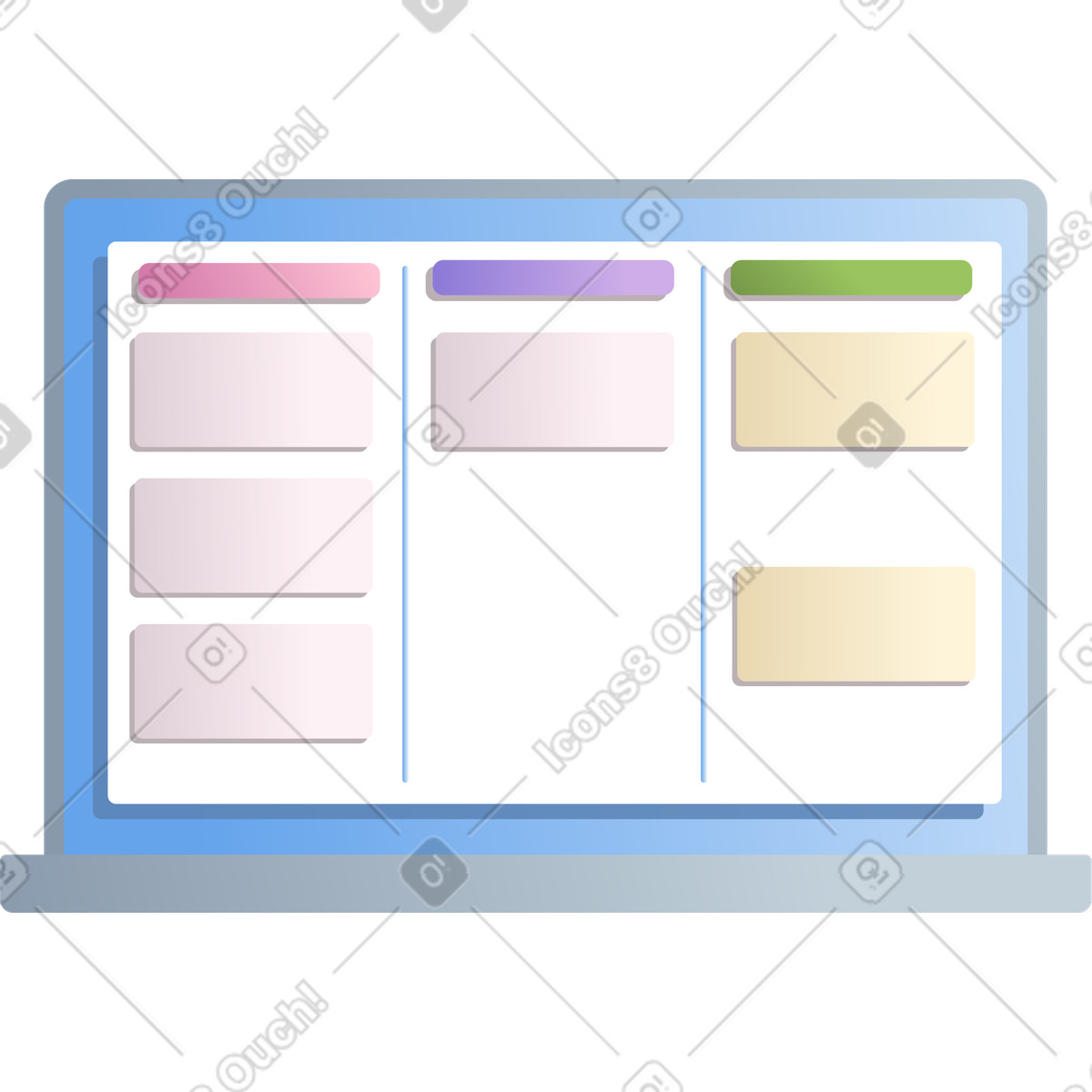 Kanban-board-app-Illustration im Silky-Stil als Download in PNG, SVG