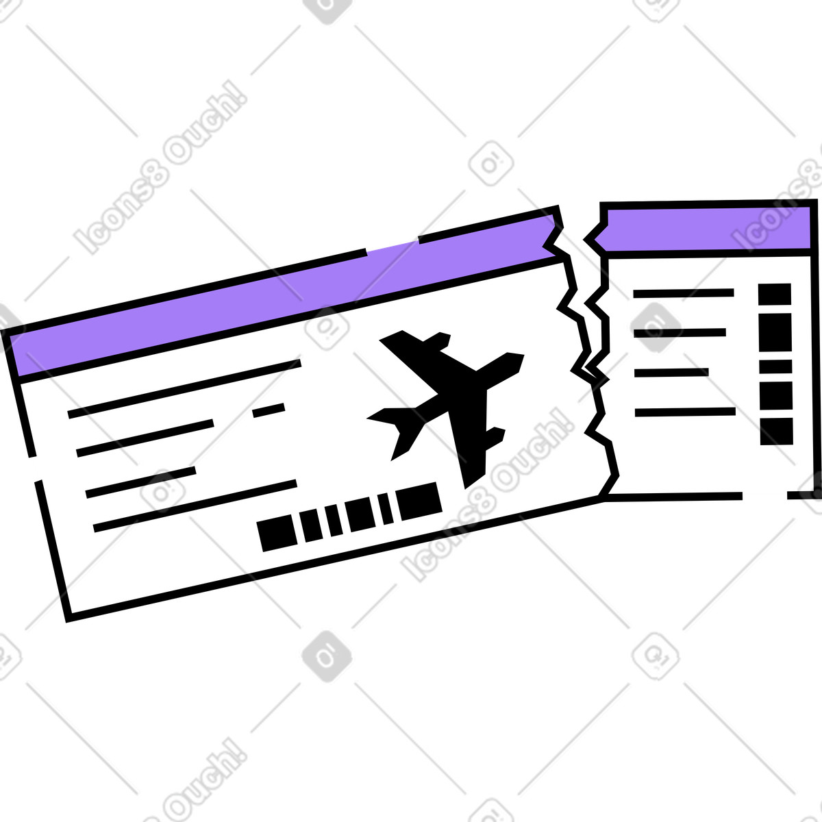 Plane ticket illustration in Amethyst style download in PNG, SVG
