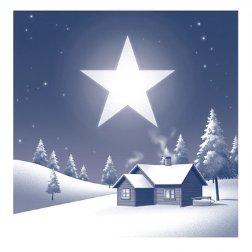 A bright Christmas star shining over a peaceful snowy landscape