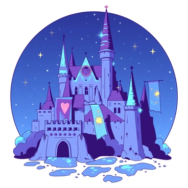 A grand celestial castle towers majestically against a starry night sky. The castle is adorned with ornate spires and intricate designs, reflecting a luminous glow. Several banners hang from the castle's walls, each displaying distinct hearthstone symbols in vibrant colors. The banners flutter gracefully in a gentle breeze, adding a sense of movement to the scene. The ground in front of the castle is paved with shimmering stones that catch the light from the castle, creating a magical ambiance.
