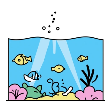 A vibrant underwater scene, featuring various marine life including colorful fish, a sea turtle, and a coral reef. Sparkling bubbles rise towards the surface, creating a dynamic feel. Light rays penetrate the water, illuminating different parts of the scene and highlighting the textures of the coral and the fish.