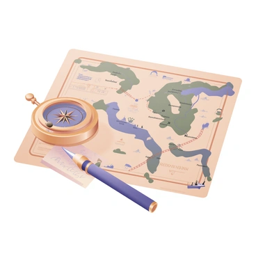 A nautical compass is lying on top of a detailed maritime contract map. The compass features a brass casing with an intricate design, and its needle is pointing towards true north. The map beneath displays various maritime routes, illustrated in shades of blue and green, with clear markings for locations and navigational details. There are small illustrations of ships and sea creatures around the edges of the map. The background is textured to evoke a feeling of old parchment, enhancing the maritime theme.